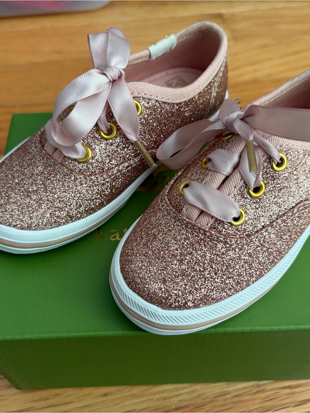 Keds x Kate Spade Kids Glitter Lace-Up Sneakers in Rose Pink